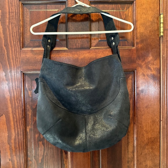 NWOT Cofi Diana Dark Blue Metallic Distressed Leather Hobo Bag  MSRP was $275 - Picture 1 of 9